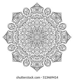 Vector mandala. Flower ornament. Hand drawn element. For coloring, print, poster, background, brochure, invite card.