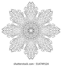 Vector mandala. Flower ornament. Hand drawn element. For coloring, print, poster, background, brochure, invite card.