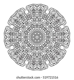 Vector mandala. Flower ornament. Hand drawn element. For coloring, print, poster, background, brochure, invite card.