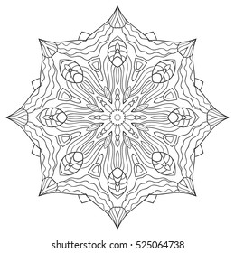 Vector mandala. Flower ornament. Hand drawn element. For coloring, print, poster, background, brochure, invite card.