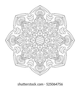 Vector mandala. Flower ornament. Hand drawn element. For coloring, print, poster, background, brochure, invite card.