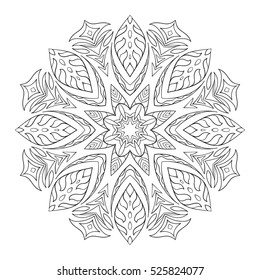 Vector mandala. Flower ornament. Hand drawn element. For coloring, print, poster, background, brochure, invite card.