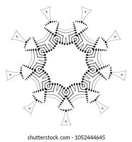 Vector Mandala Frame. Christmas Snowflake Illustration. Flower Background