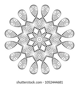 Vector Mandala Frame. Christmas Snowflake Illustration. Flower Background