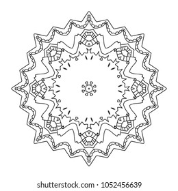 Vector Mandala Frame. Christmas Snowflake Illustration. Flower Background
