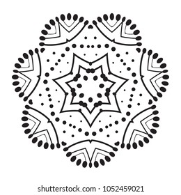 Vector Mandala Frame. Christmas Snowflake Illustration. Flower Background