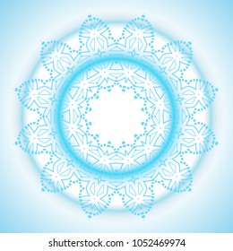 Vector Mandala Frame. Christmas Snowflake Illustration. Flower Background
