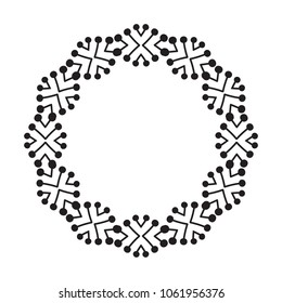 Vector Mandala Frame. Christmas Snowflake Illustration. Flower Background