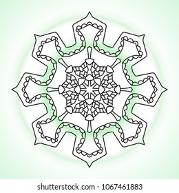 Vector Mandala Frame. Christmas Snowflake Illustration. Flower Background