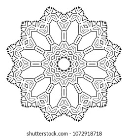 Vector Mandala Frame. Christmas Snowflake Illustration. Flower Background
