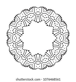 Vector Mandala Frame. Christmas Snowflake Illustration. Flower Background