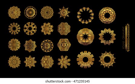 Vector mandala gold tattoo. Gold pattern isolated on background