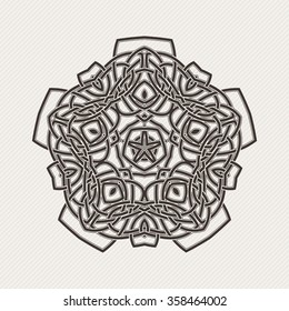 Vector mandala. Gothic lace tattoo. Celtic weave with sharp corners. The circular pattern.