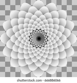 Vector Mandala in grey tints isolated. Vector illustration. Abstract flower on transparent background.