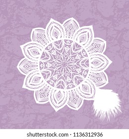 Vector mandala hand drawing on a textured background card.