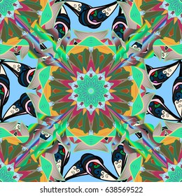 Vector Mandala with hand drawn elements and flowers in Arabic, Indian, turkish, pakistan, ottoman motifs. Eps 10. Beige. Image for adult coloring books, tattoo, decorate plates, porcelain, crockery.