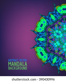 Vector mandala. Hand drawn ornament. Flower mandala background. Purple mandala. 