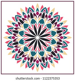 Vector mandala. Holi party flower. Floral ornament. Complex design.