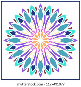 Vector mandala. Holi party flower. Floral ornament. Complex design.