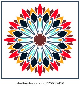 Vector mandala. Holi party flower. Floral ornament. Complex design.