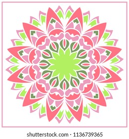 Vector mandala. Holi party flower. Floral ornament. Complex design.