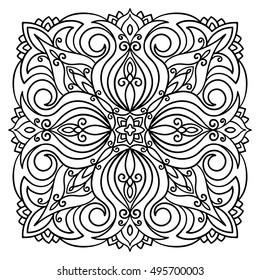 vector, mandala, illustration, abstract, floral pattern, boho style, oriental,  design element tissue, wrap, adult coloring book, doodle style, tattoo