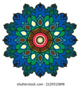 Ilustración del vector mandala. Colorido fondo de mandala