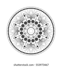 Vector Mandala. Illustration for coloring book. Perfect set for any other kind of design, birthday and other holiday, kaleidoscope, medallion, yoga, india, arabic.
