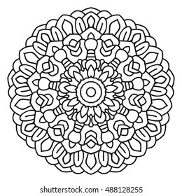 Vector mandala, India ornament. Ethnic symmetrical pattern on white background