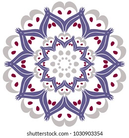 Vector mandala, isolated medallion. Abstract flower