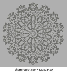 Vector Mandala Isolated on Grey Background. Round Ornament
