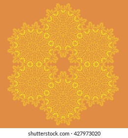 Vector Mandala Isolated on Orange Background. Round Ornament