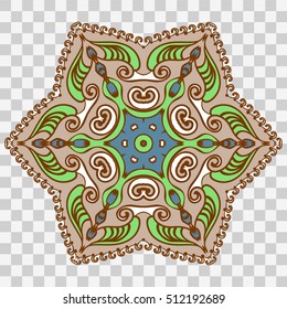 Vector Mandala isolated on transparent background. Islam, Arabic, Indian, ottoman motifs. Boho style. Cloth design, wallpaper, wrapping.