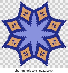 Vector Mandala isolated on transparent background. Islam, Arabic, Indian, ottoman motifs. Boho style. Cloth design, wallpaper, wrapping.