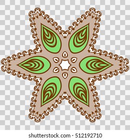 Vector Mandala isolated on transparent background. Islam, Arabic, Indian, ottoman motifs. Boho style. Cloth design, wallpaper, wrapping.