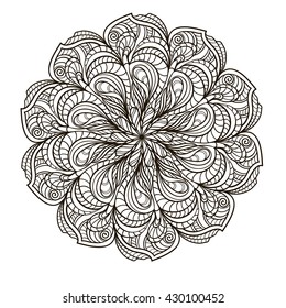 Vector mandala isolated on white background. The circular  floral pattern