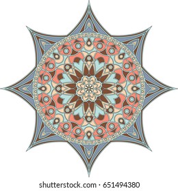 Vector Mandala isolated on white background. Vector illustration. Islam, Arabic, Indian, ottoman motifs. Boho style illustration. Mandala Cloth design, wallpaper, wrapping.