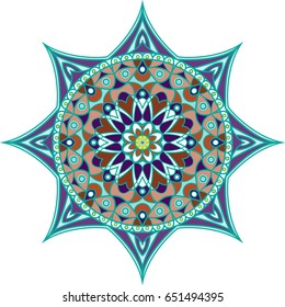 Vector Mandala isolated on white background. Vector illustration. Islam, Arabic, Indian, ottoman motifs. Boho style illustration. Mandala Cloth design, wallpaper, wrapping.