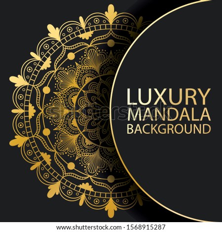 Vector mandala. Luxury pattern ornament. Gold vintage postcard on black background. Perfect for background, Wallpaper, invitation, flyer, menu, brochure, postcard, decoration or other desired idea
