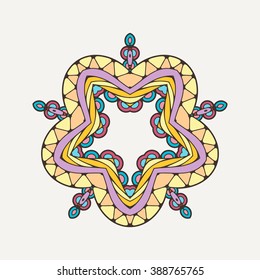 Vector mandala. Mehndi lace tattoo. Oriental weave with sharp corners. The circular pattern.
