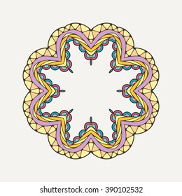 Vector mandala. Mehndi lace tattoo. Oriental weave with sharp corners. The circular pattern.