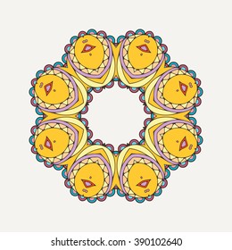 Vector mandala. Mehndi lace tattoo. Oriental weave with sharp corners. The circular pattern.