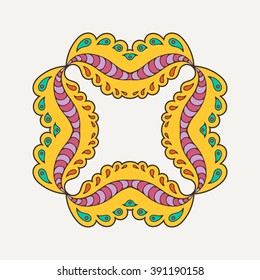 Vector mandala. Mehndi lace tattoo. Oriental weave with sharp corners. The circular pattern.