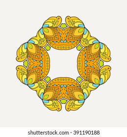 Vector mandala. Mehndi lace tattoo. Oriental weave with sharp corners. The circular pattern.