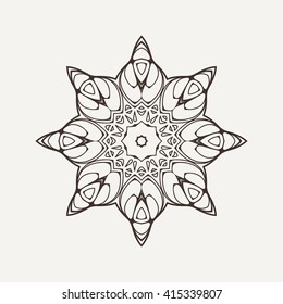 Vector mandala. Mehndi lace tattoo. Oriental weave. The circular pattern.