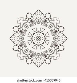 Vector mandala. Mehndi lace tattoo. Oriental weave. The circular pattern.
