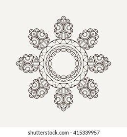 Vector mandala. Mehndi lace tattoo. Oriental weave. The circular pattern.
