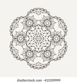 Vector mandala. Mehndi lace tattoo. Oriental weave. The circular pattern.