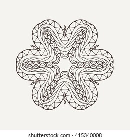 Vector mandala. Mehndi lace tattoo. Oriental weave. The circular pattern.