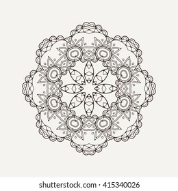 Vector mandala. Mehndi lace tattoo. Oriental weave. The circular pattern.